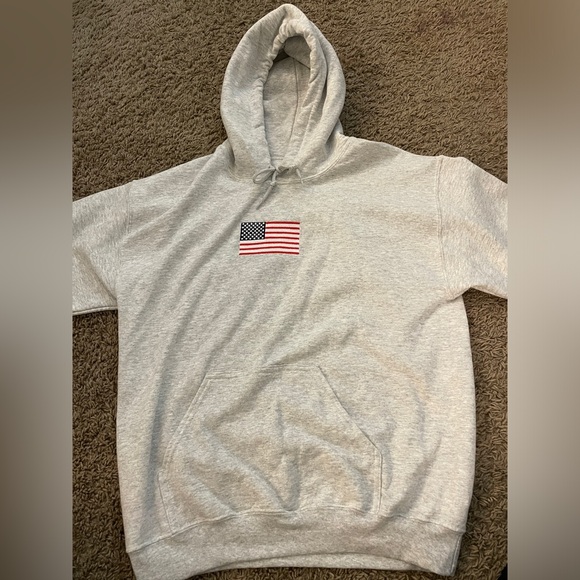 Sunkissed Coconut Tops - Sunkissed Coconut USA Embroidered Flag heathered grey hoodie